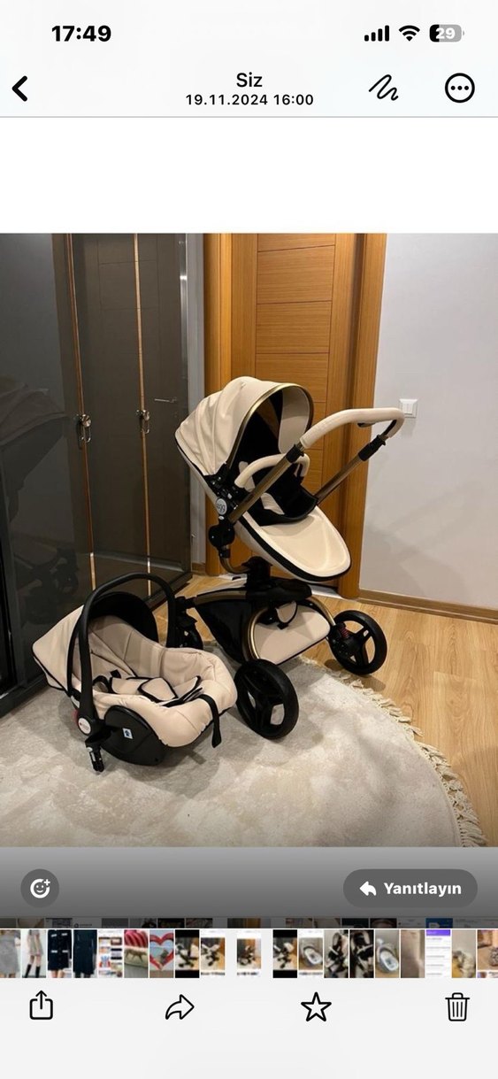 Beyaz Bebek Arabası Hafif Tasarım - Görsel 4