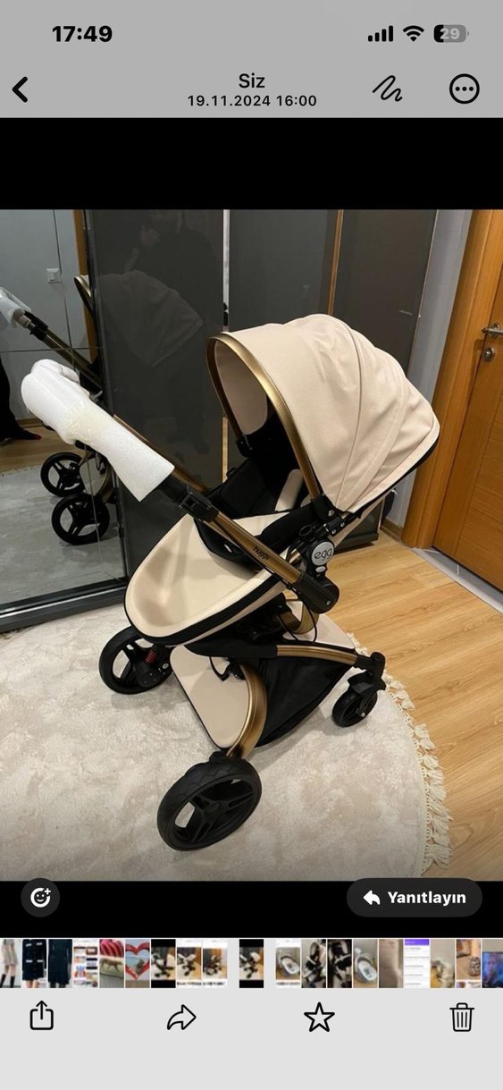Beyaz Bebek Arabası Hafif Tasarım - Görsel 2