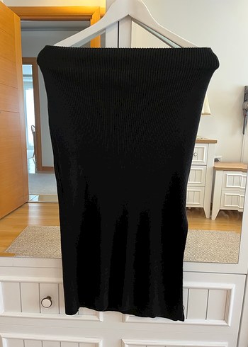 Drapeli Siyah Uzun Kadın Etek - Görsel 3