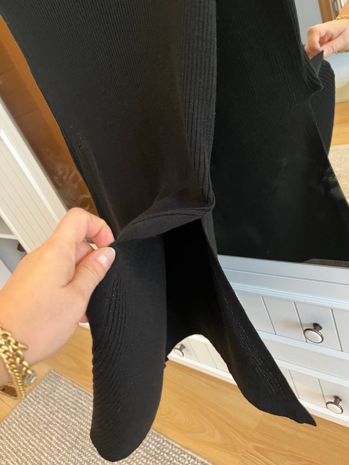 Drapeli Siyah Uzun Kadın Etek - Görsel 2