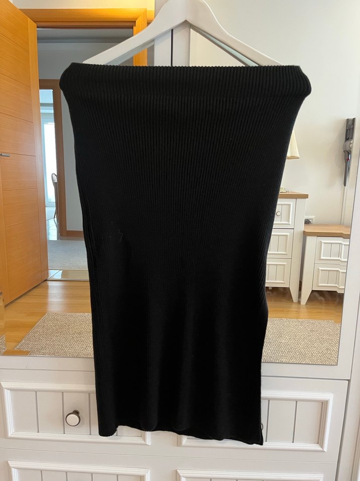 Drapeli Siyah Uzun Kadın Etek - Görsel 3