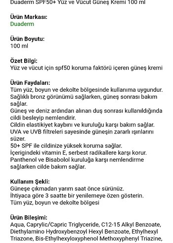 Duaderm SPF 50+ Güneş Koruyucu Krem 100 ml - Görsel 3