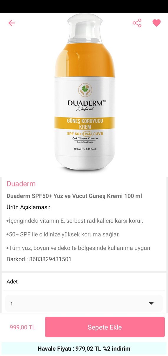Duaderm SPF 50+ Güneş Koruyucu Krem 100 ml - Görsel 2