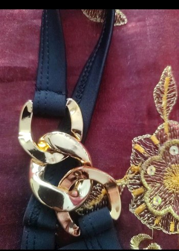 Zincir Detaylı 42 44 beden uyumlu Siyah Mini Kadın Mayo - Görsel 7