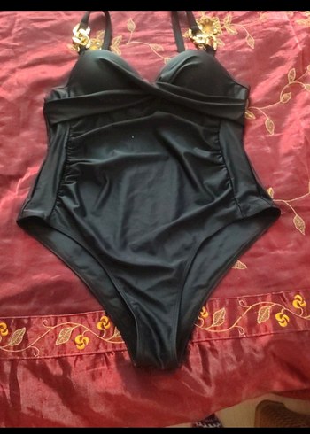 Zincir Detaylı 42 44 beden uyumlu Siyah Mini Kadın Mayo - Görsel 6