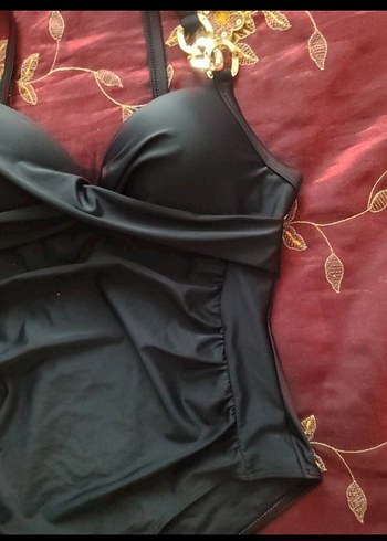 Zincir Detaylı 42 44 beden uyumlu Siyah Mini Kadın Mayo - Görsel 3