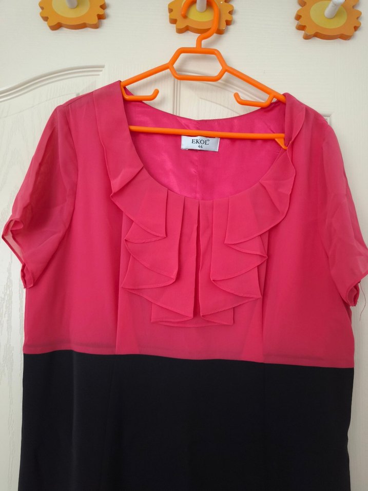 Pembe Siyah Midi Elbise(ekol ) - Görsel 2