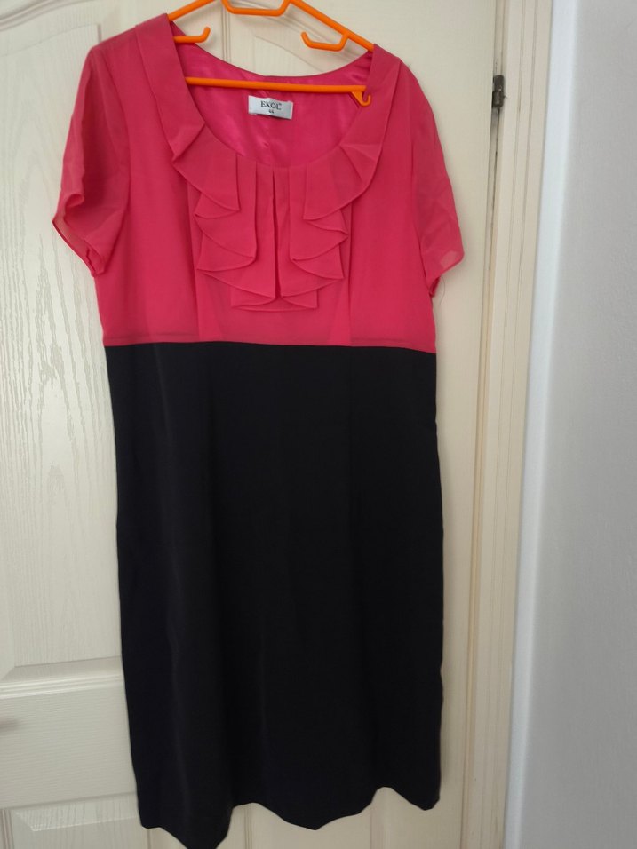 Pembe Siyah Midi Elbise(ekol ) - Görsel 4