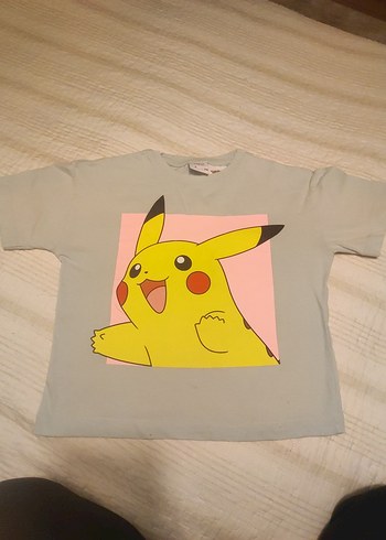 Erkek Çocuk Gri Pikachu Baskılı Tişört