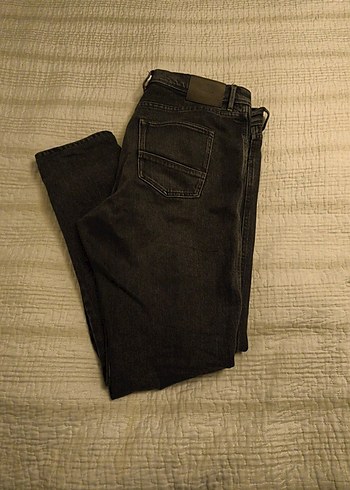 Düğmeli Gri erkek Denim Pantolon - Görsel 4