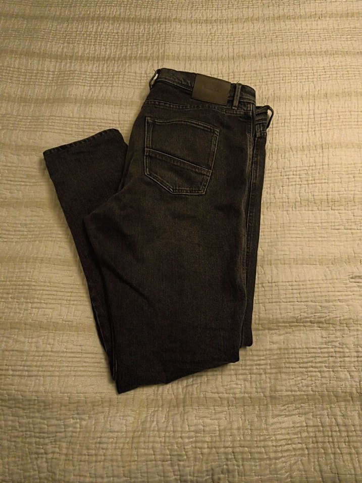 Düğmeli Gri erkek Denim Pantolon - Görsel 4