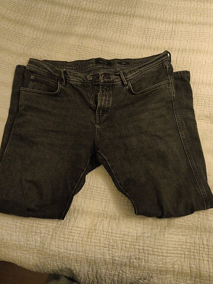 Düğmeli Gri erkek Denim Pantolon - Görsel 2