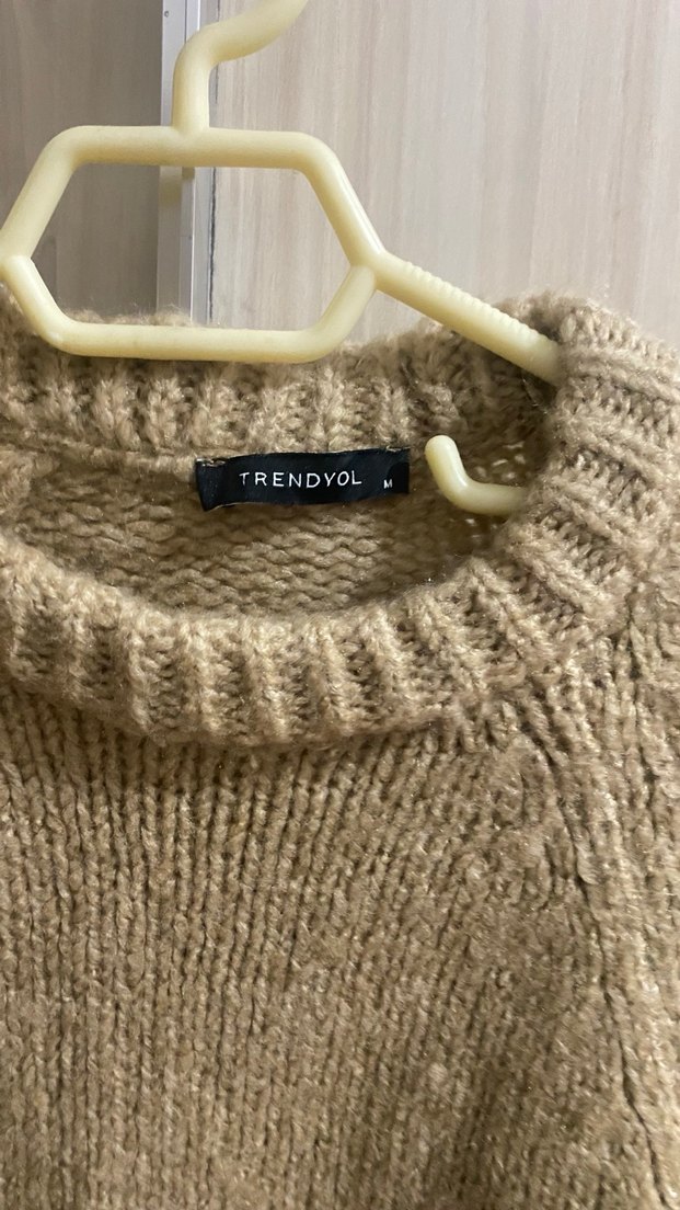 Bej Örgü Kadın Kazak, Rahat Kesim, Uzun Kollu - Görsel 2