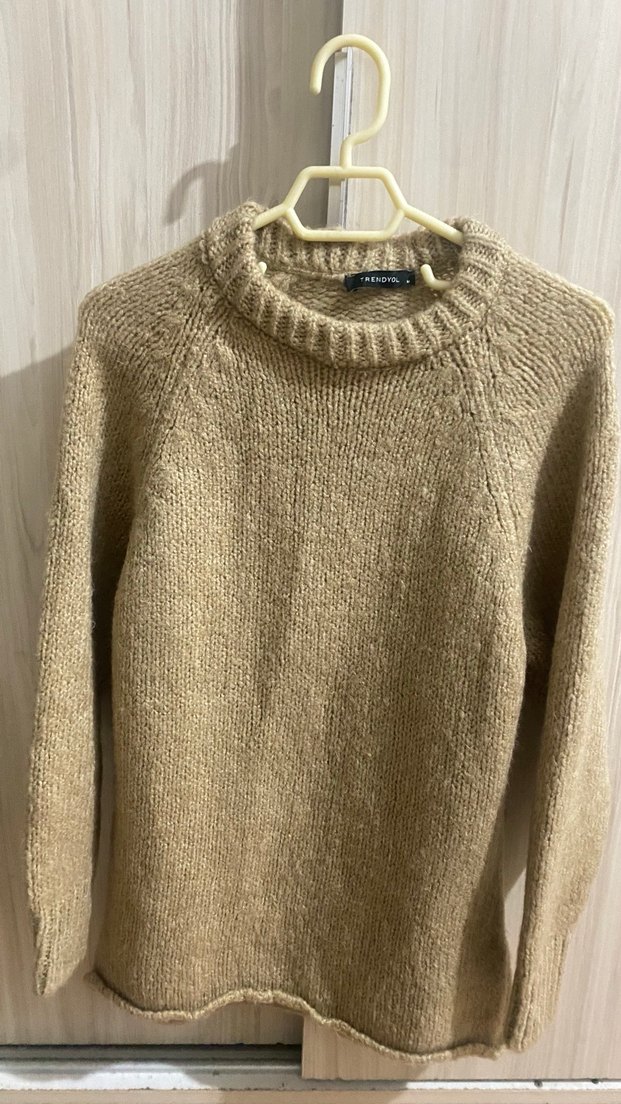 Bej Örgü Kadın Kazak, Rahat Kesim, Uzun Kollu - Görsel 4