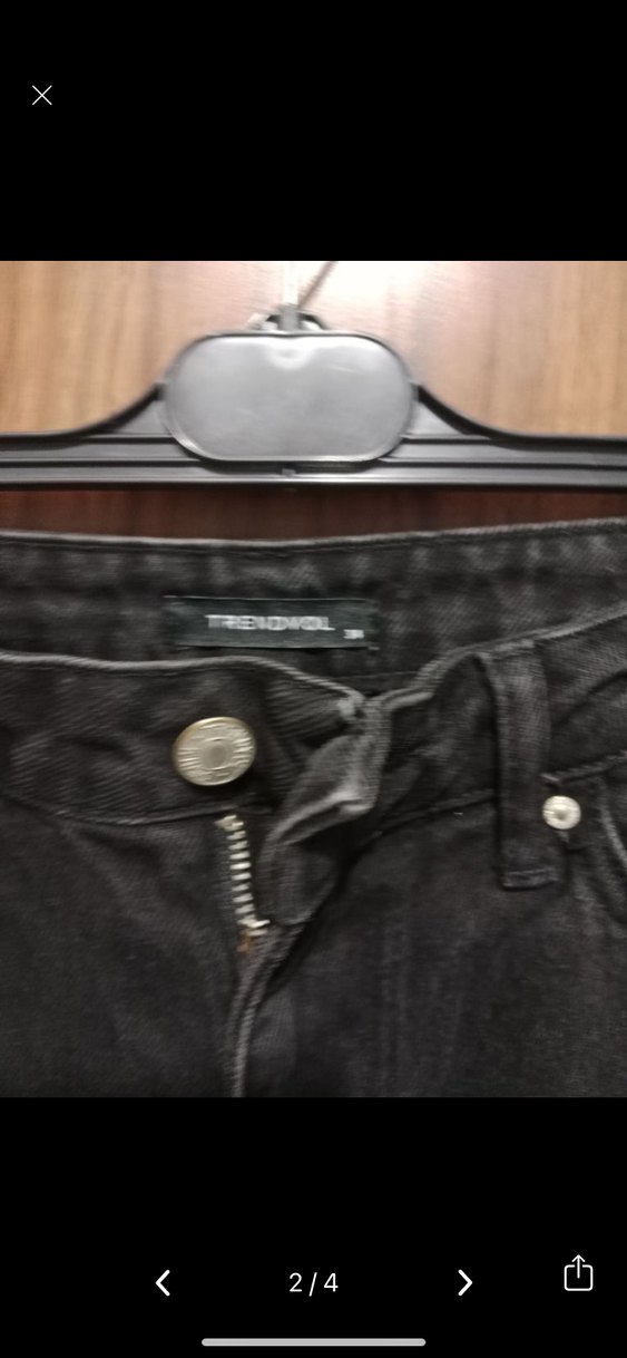 Kadın Siyah Bol paça Kot Pantolon - Görsel 3