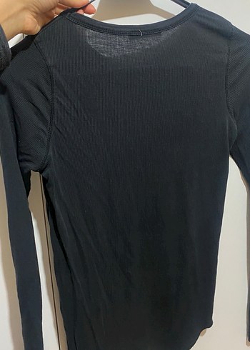 Siyah Kadın Uzun Kollu Fitted bluz - Görsel 6