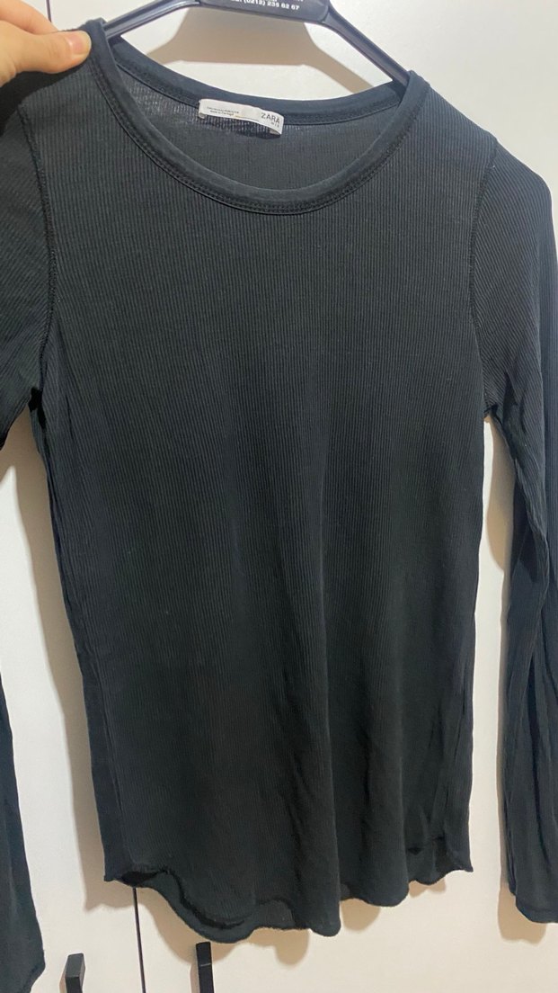 Siyah Kadın Uzun Kollu Fitted bluz - Görsel 5