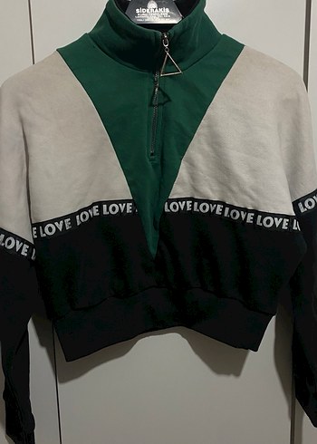 Yarım Fermuarlı crop Kadın Sweatshirt - Görsel 2