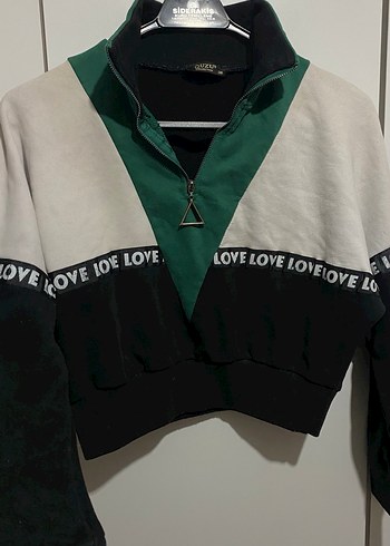 Yarım Fermuarlı crop Kadın Sweatshirt - Görsel 3