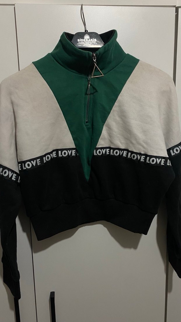 Yarım Fermuarlı crop Kadın Sweatshirt - Görsel 2