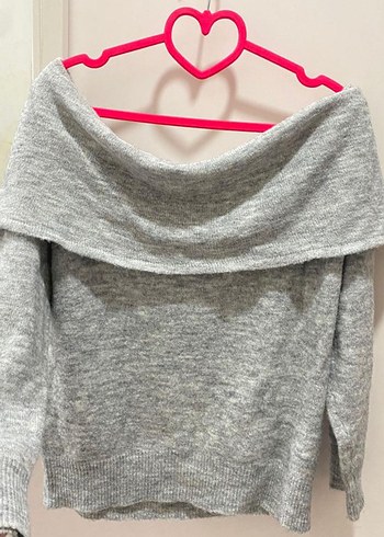 H&m Gri Kadın Triko Kayık Yaka Kazak - Görsel 3
