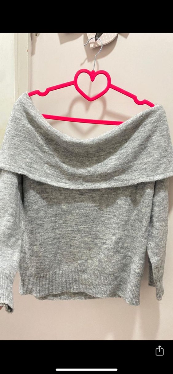 H&m Gri Kadın Triko Kayık Yaka Kazak - Görsel 3