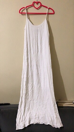 38 beden astarlı beyaz uzun elbise