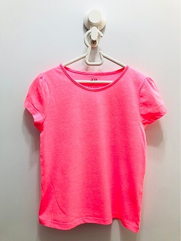 5 Yaş Beden H&m Fosforlu Pembe Kız çocuk Tişört