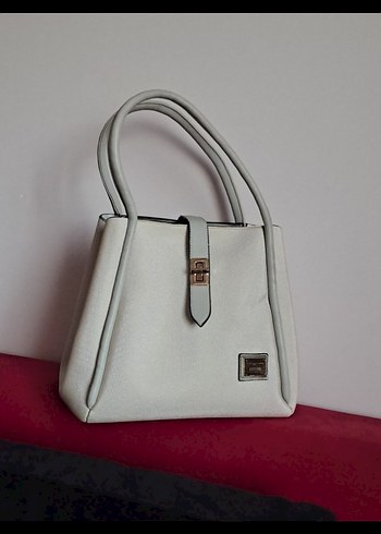 Minimalist Gri Beyaz Deri Kadın Çanta - Görsel 2