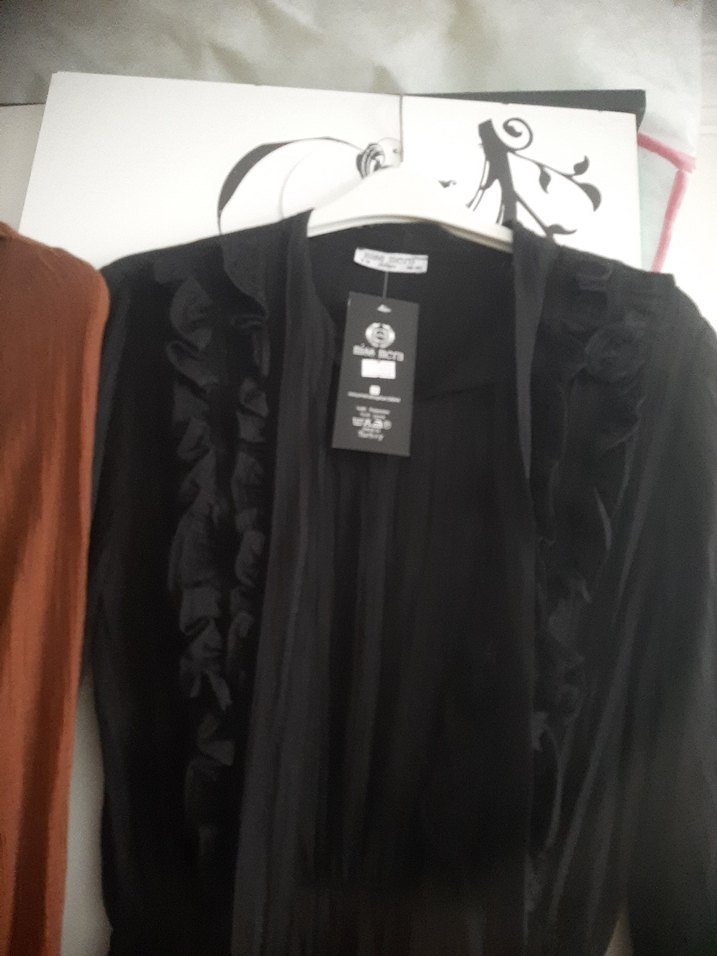 Uzun Kollu Kahverengi Nakışlı Uzun Elbise - Görsel 4