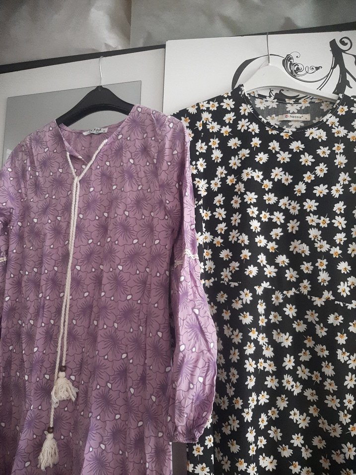 Mor Bağcıklı Bohem Uzun Elbise - Görsel 2