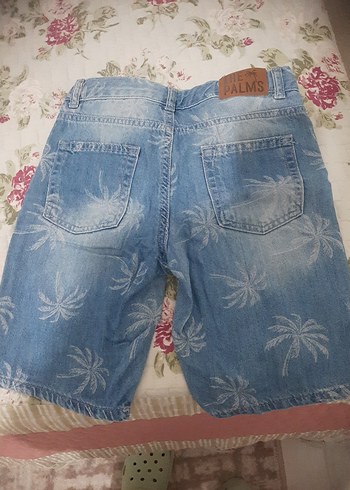 Erkek Mavi Batik Desen Denim Şort - Görsel 5