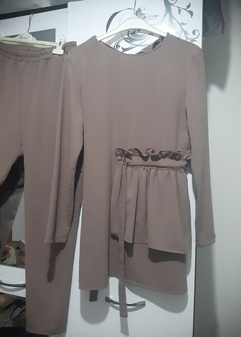 Bej Kadın Bol Kesim Uzun Kollu Takım - Görsel 6