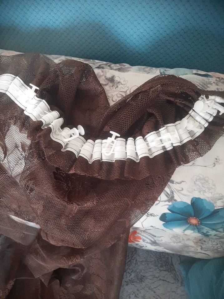 Kahverengi Bohem Bağlama Desenli Tül Perde - Görsel 3