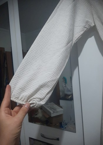 Uzun Kollu Beyaz Keten Kadın Elbise - Görsel 4