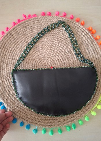 Boncuk İşlemeli Bohem Kadın Karpuz Çanta - Görsel 2