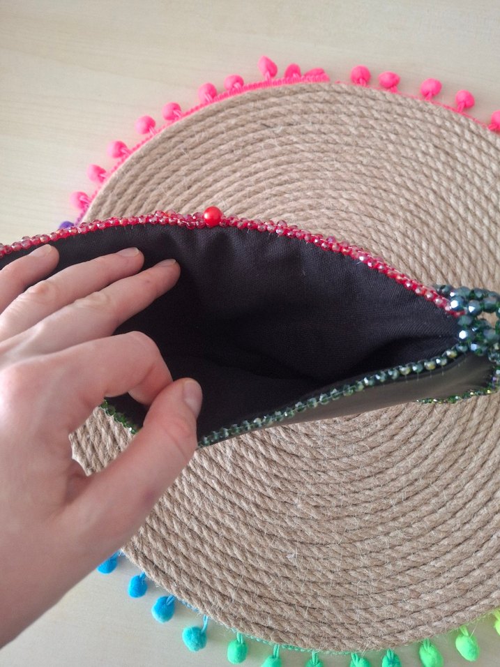 Boncuk İşlemeli Bohem Kadın Karpuz Çanta - Görsel 4