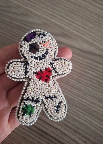 Boncuk İşlemeli Gotik Kadın Broş vodoo bebek - Görsel 2