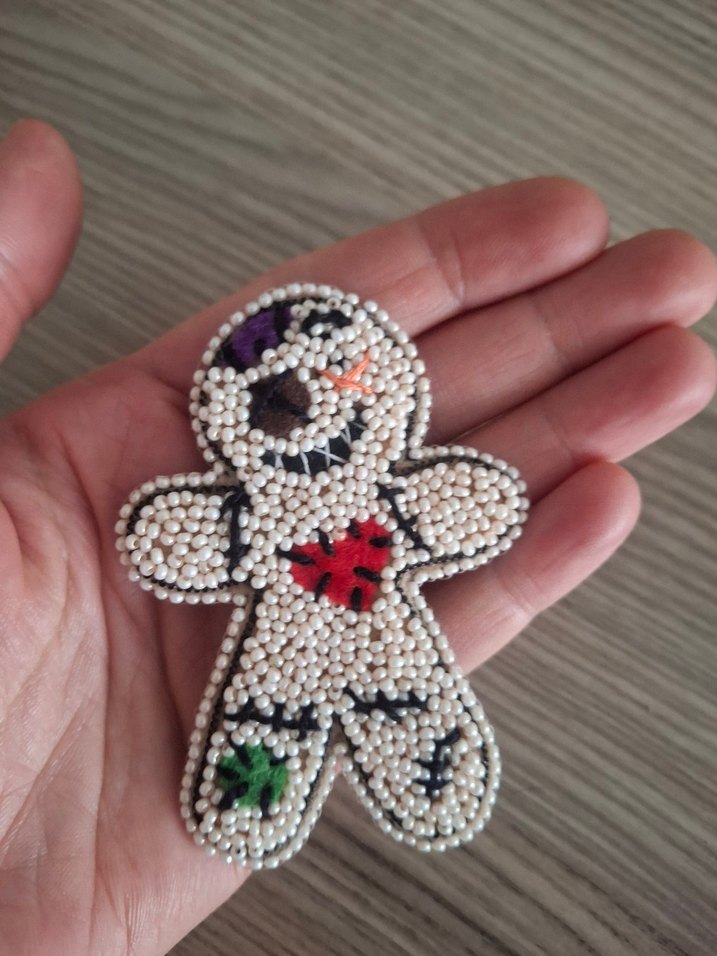 Boncuk İşlemeli Gotik Kadın Broş vodoo bebek - Görsel 3