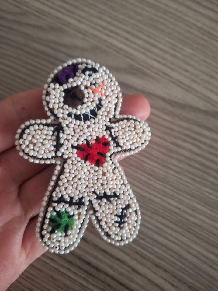 Boncuk İşlemeli Gotik Kadın Broş vodoo bebek - Görsel 2