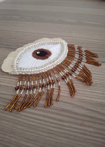 Boncuk İşlemeli saçaklı aplike - Görsel 5