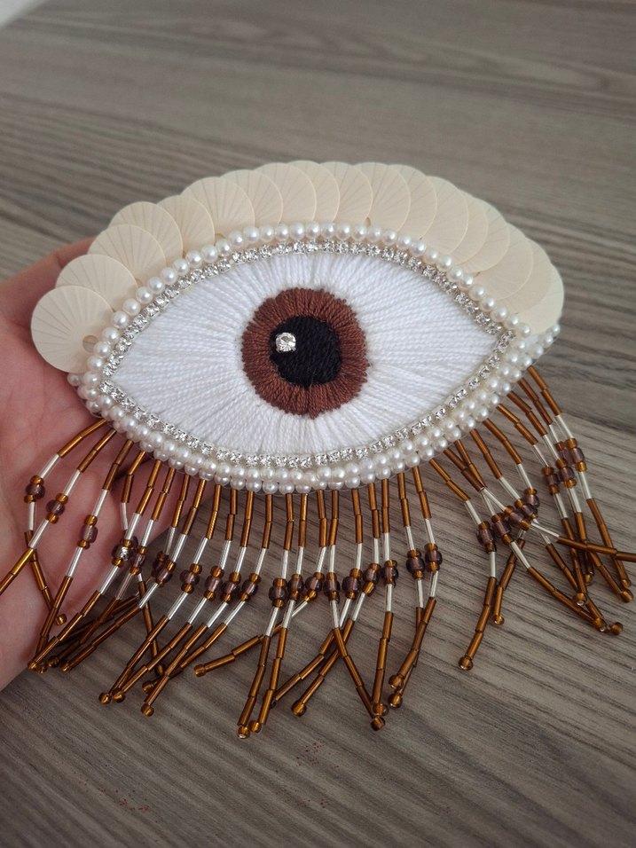 Boncuk İşlemeli saçaklı aplike - Görsel 2