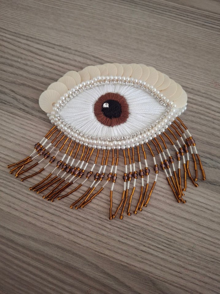 Boncuk İşlemeli saçaklı aplike - Görsel 3