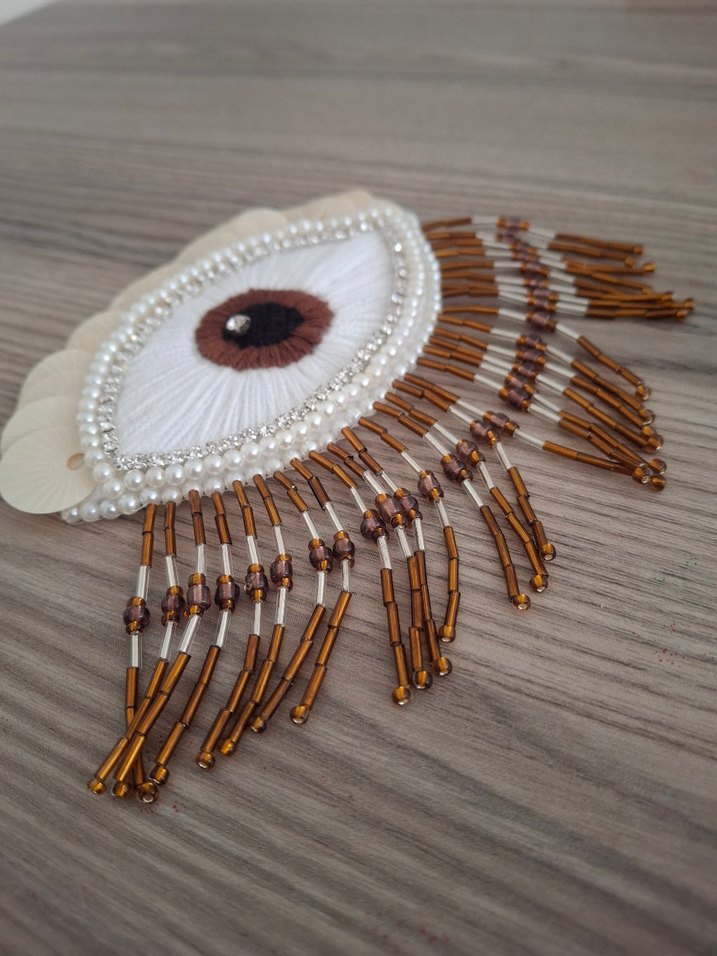 Boncuk İşlemeli saçaklı aplike - Görsel 4