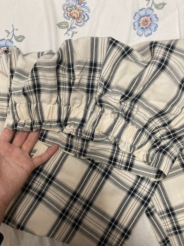 Beyaz Gri Kareli Kadın Pantolon - Görsel 4