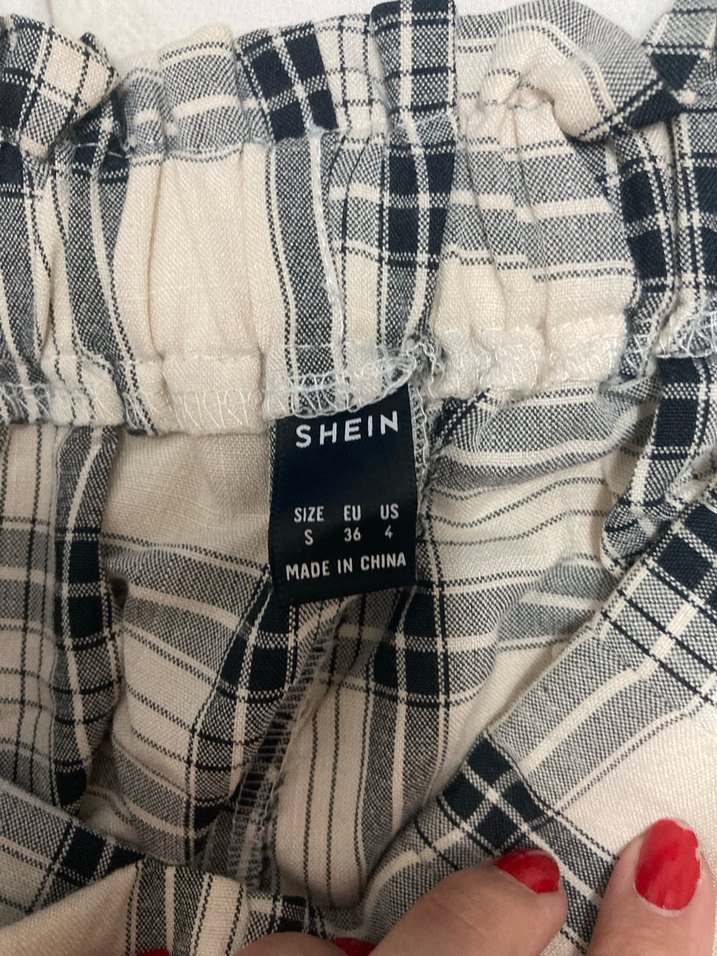 Beyaz Gri Kareli Kadın Pantolon - Görsel 3