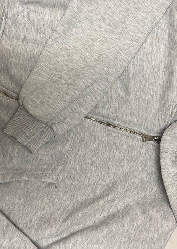 Gri Fermuarlı Kadın Sweatshirt - Görsel 2