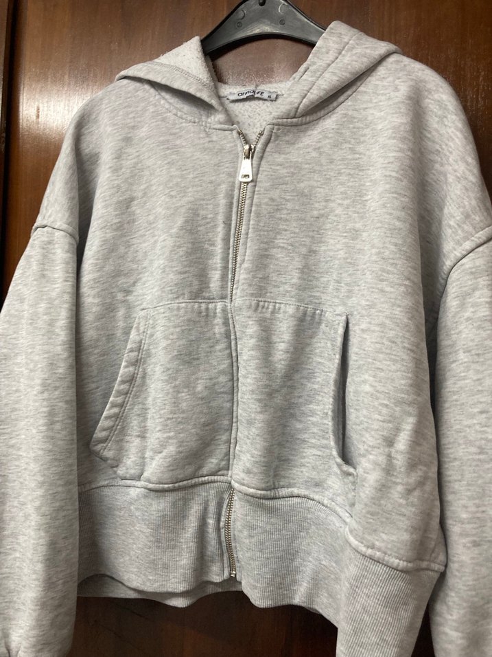 Gri Fermuarlı Kadın Sweatshirt - Görsel 4