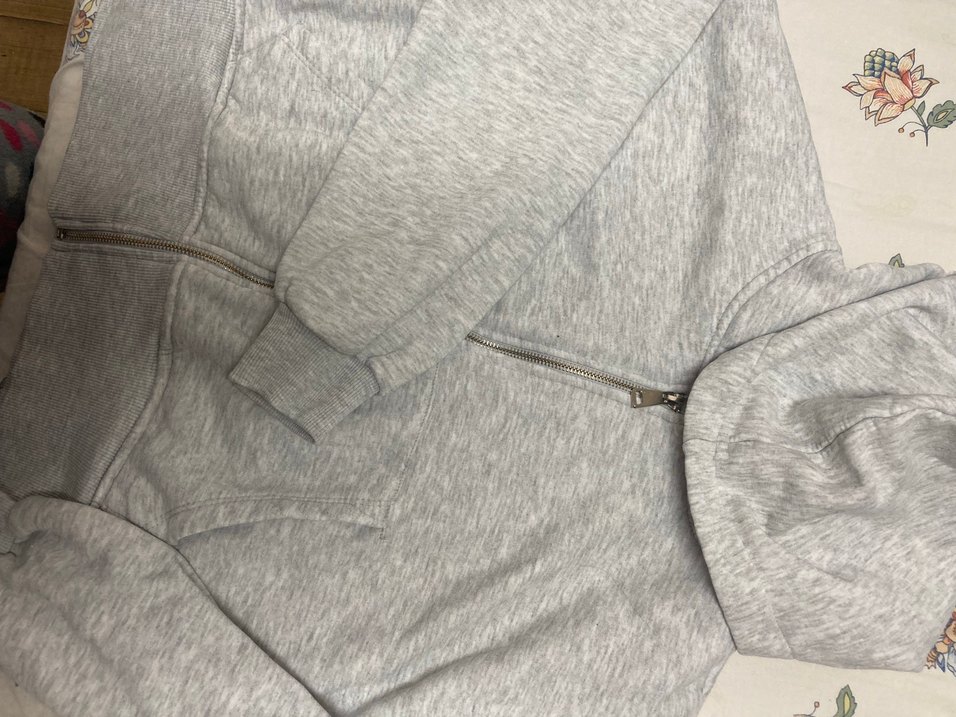 Gri Fermuarlı Kadın Sweatshirt - Görsel 2