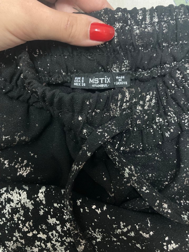 Parlak Siyah Kadın Kumaş Pantolon - Görsel 3